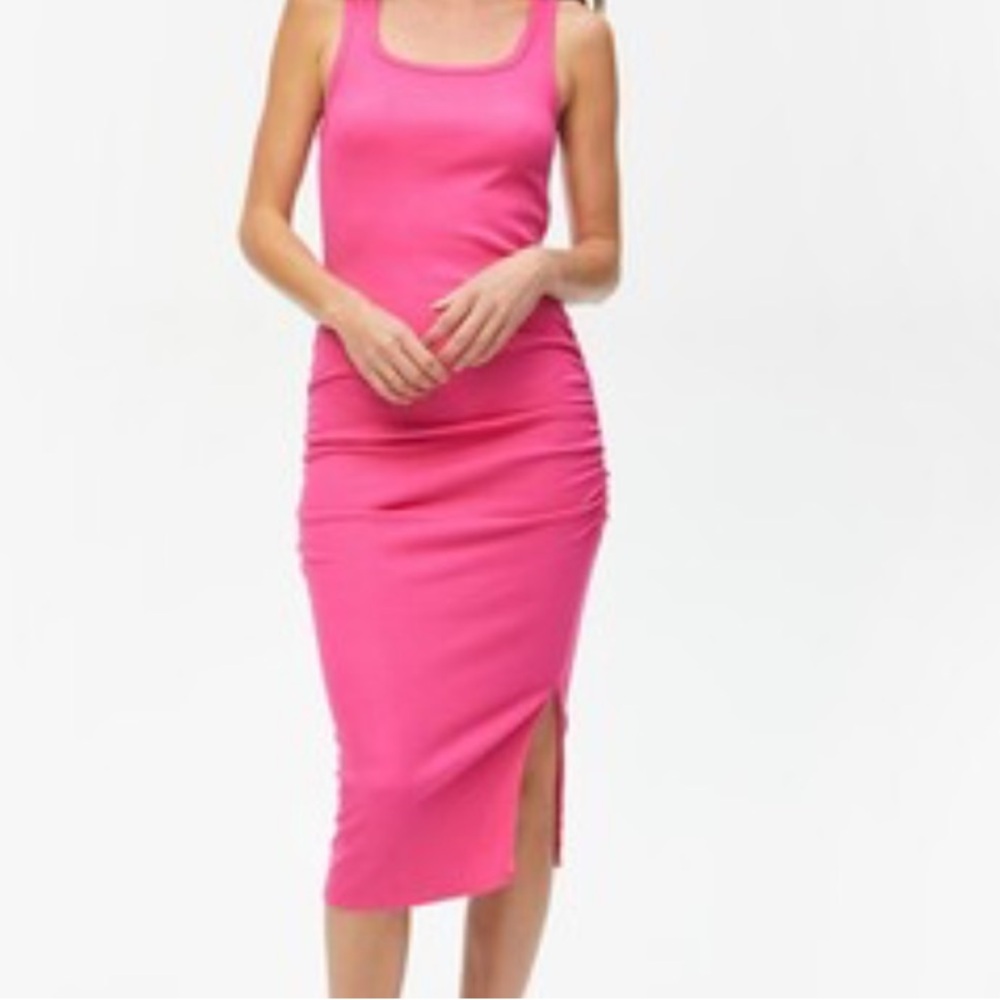 Michael Stars Pink Ribbed Square Neck Dress